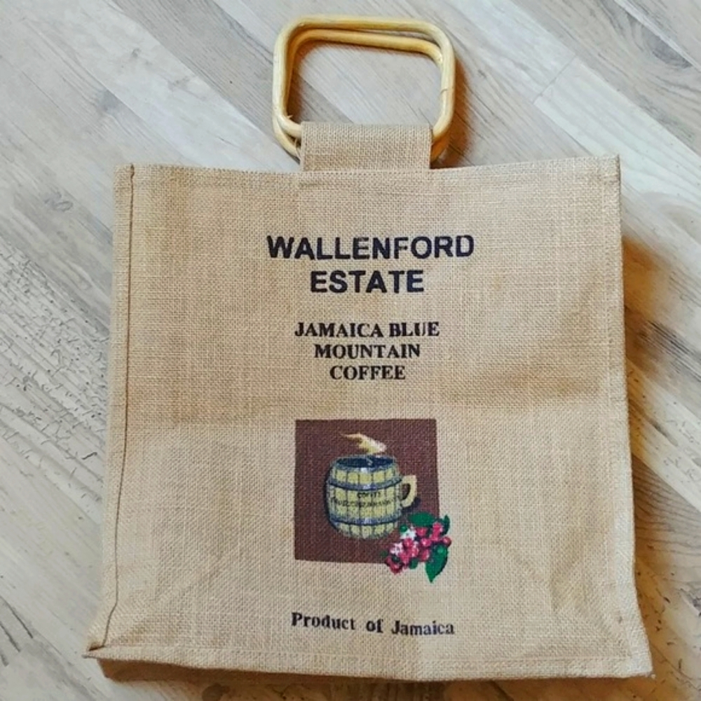 Eco Friendly Bio Degradible Burlap Tote Bag Jamaican Blue Mountain Coffee